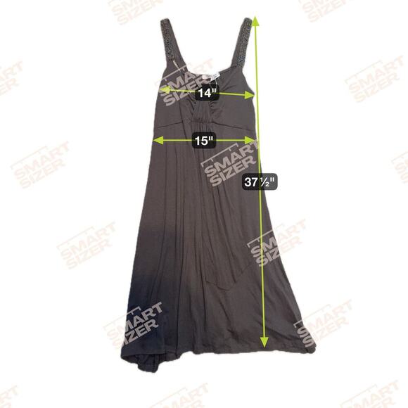 New VERTIGO PARIS Brown Sleeveless Dress Beaded Straps Knot Front Jersey Sz L - Picture 12 of 15
